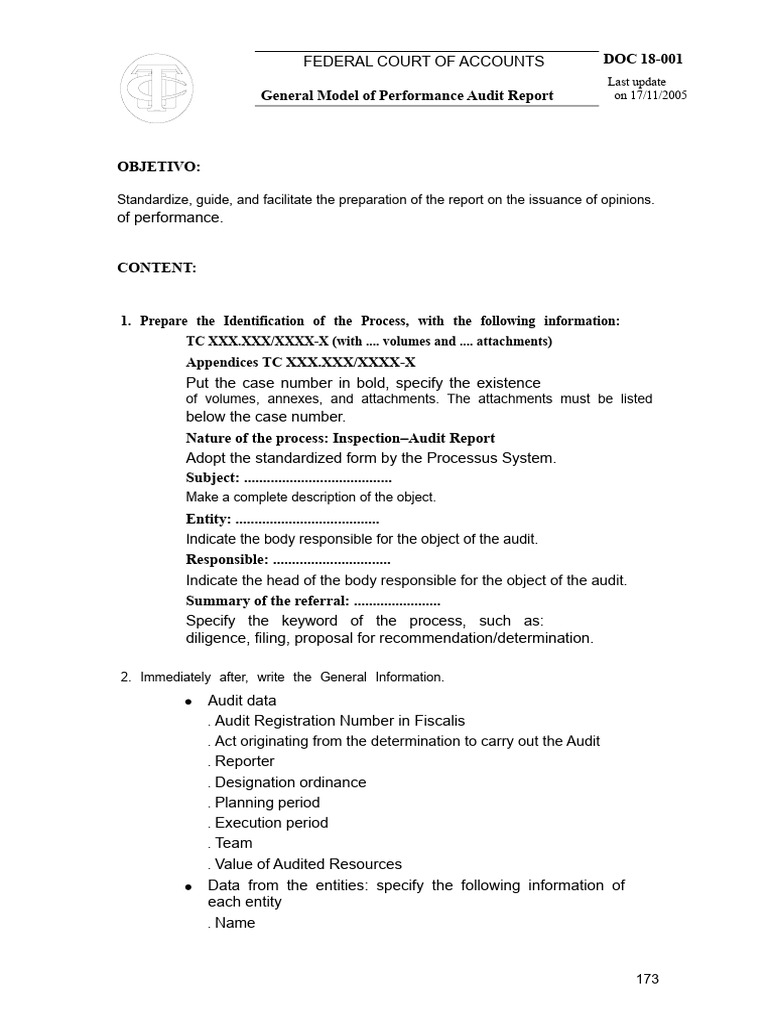 General Model of Performance Audit Report | PDF | Audit | Auditor's Report