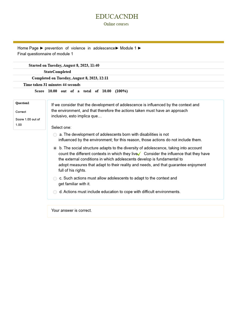Final Questionnaire of Module 1 | PDF | Adolescence | Substance Abuse