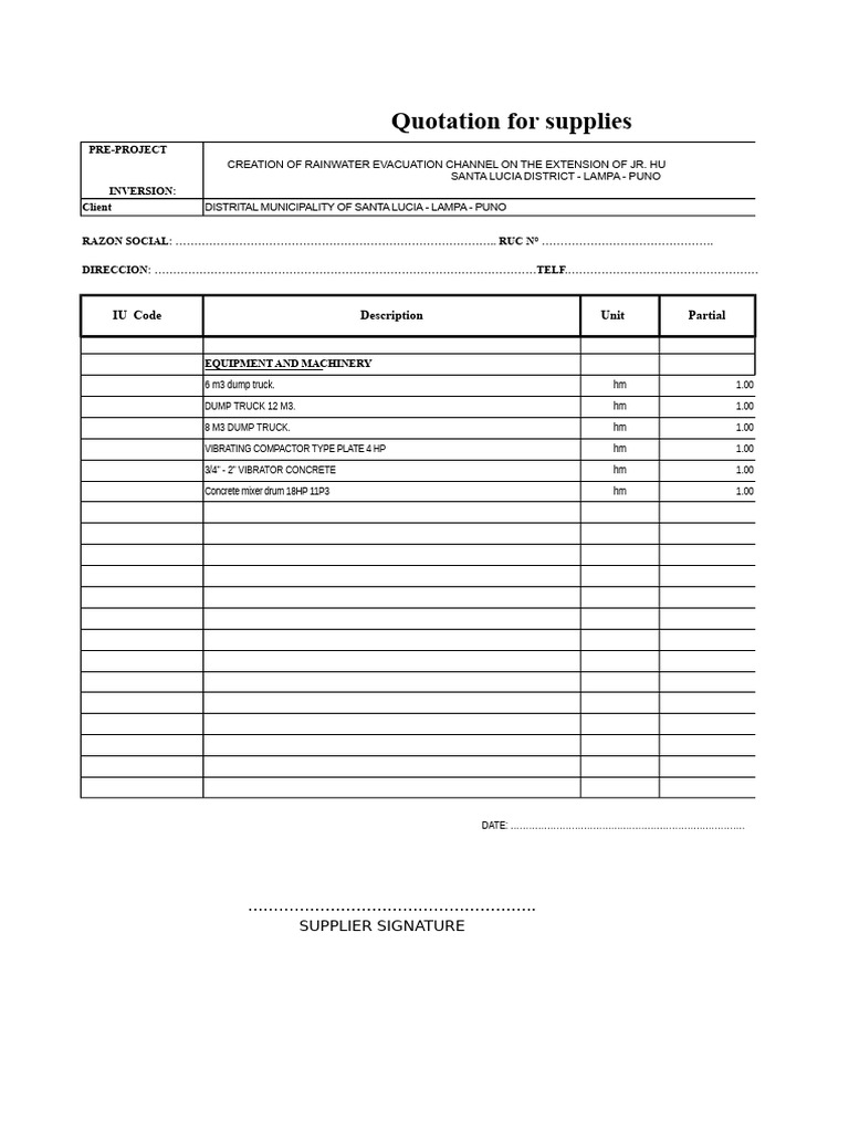 Quote Format For Project Execution | PDF | Building Materials | Materials