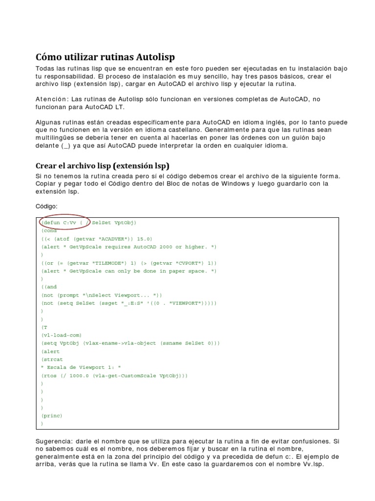 Uso de rutinas LISP en AutoCAD | PDF | Métodos y materiales de ...