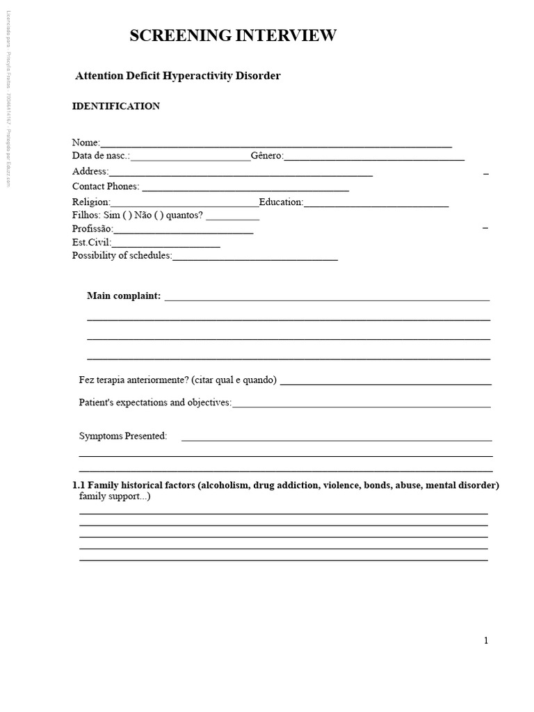 Adult Adhd Screening Interview PDF | PDF | Attention Deficit ...