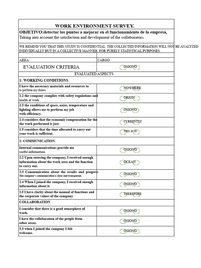 Work Environment Survey Insights | PDF | Occupational Safety And Health ...
