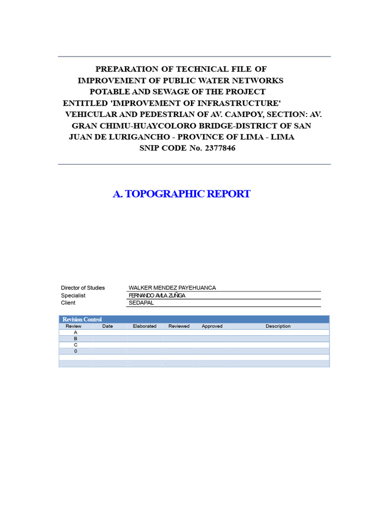 Technical File for Water Network Improvement | PDF | Surveying ...