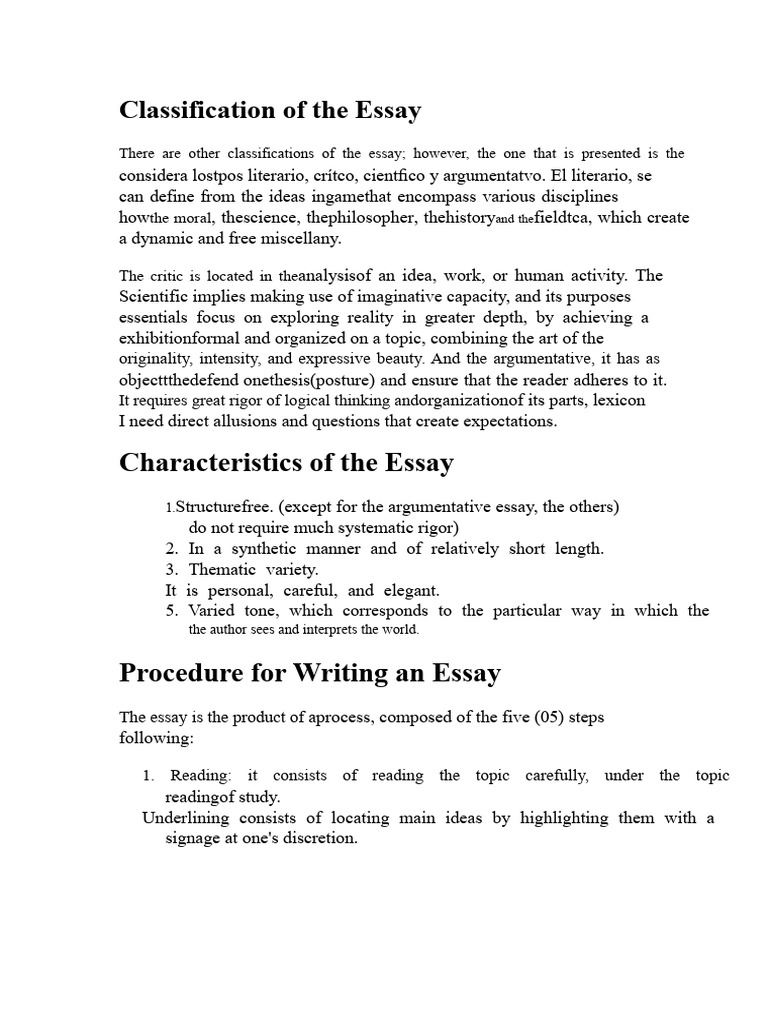 Classification of The Essay | PDF | Essays | Bibliography