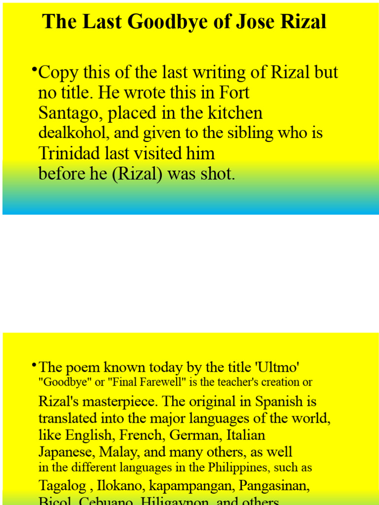 The Last Farewell of Jose Rizal | PDF | Tagalog Language