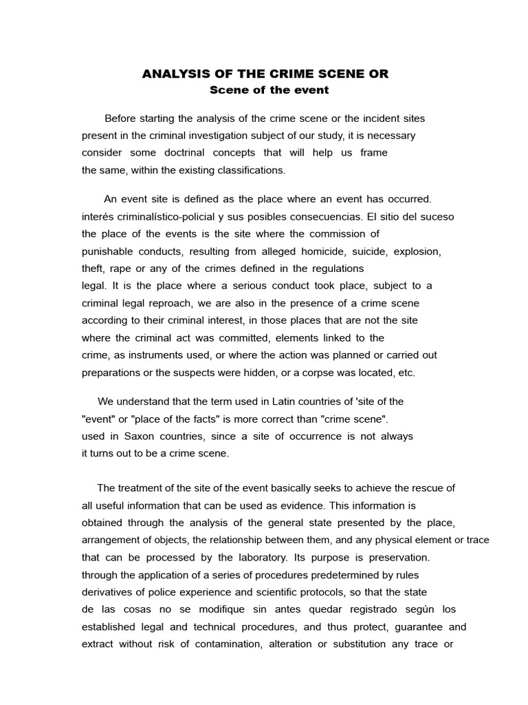Crime Scene Analysis and Classifications | PDF | Crimes | Crime & Violence