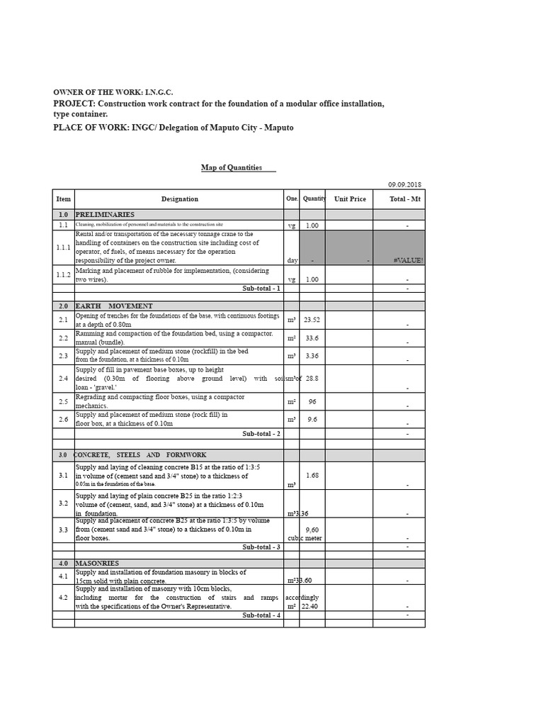 Modular Office Foundation Contract | PDF | Concrete | Masonry