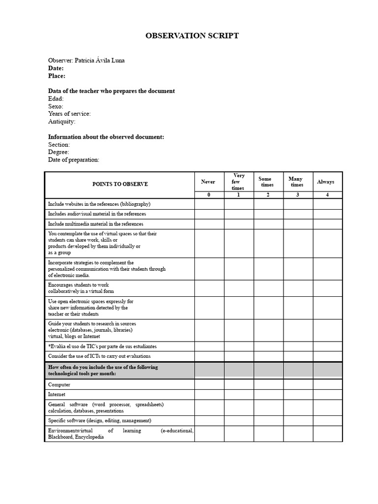 Observation Script | PDF | Internet | Educational Technology
