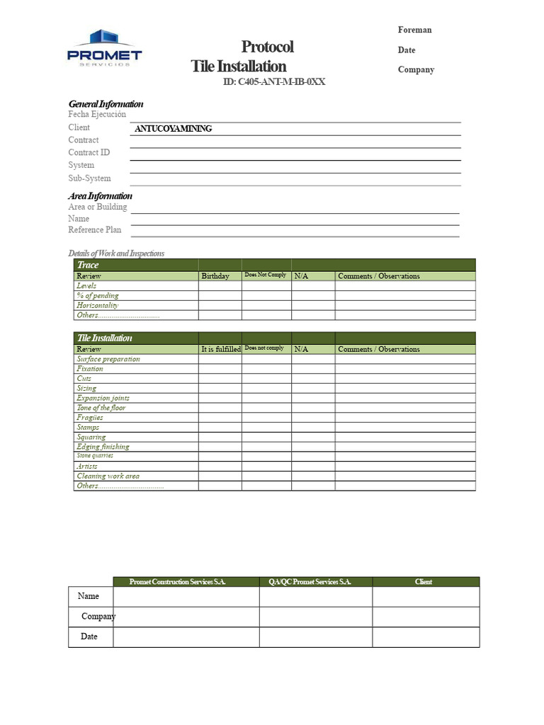 Tile Installation Protocol Overview | PDF
