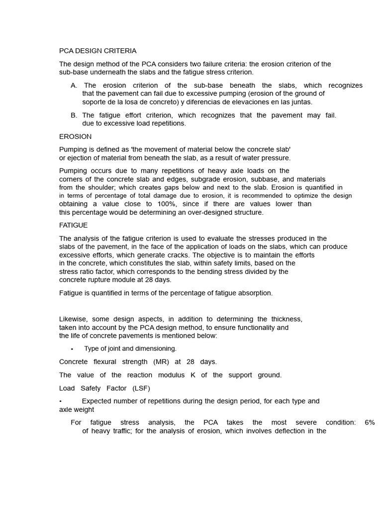 PCA Design Criteria for Concrete Pavements | PDF | Traffic | Fatigue ...