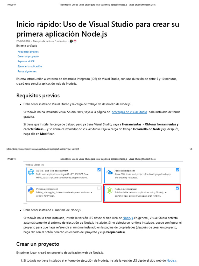 Uso de Visual Studio para Crear Su Primera Aplicación Node - Js | PDF ...