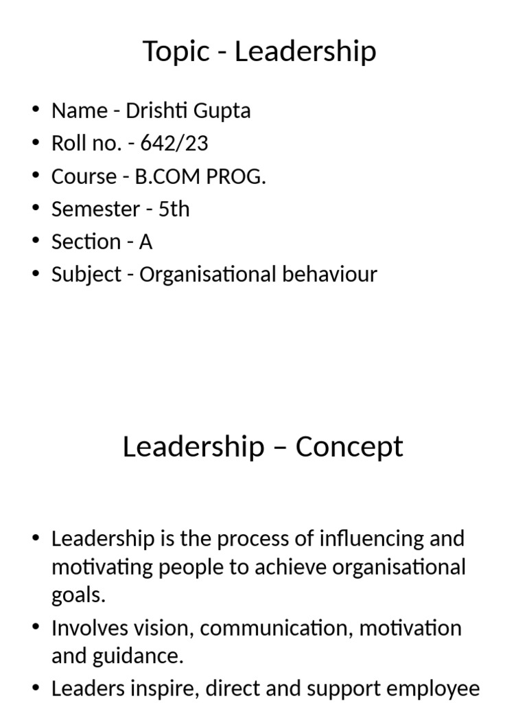 Leadership Concepts and Theories Overview | PDF | Leadership | Social ...