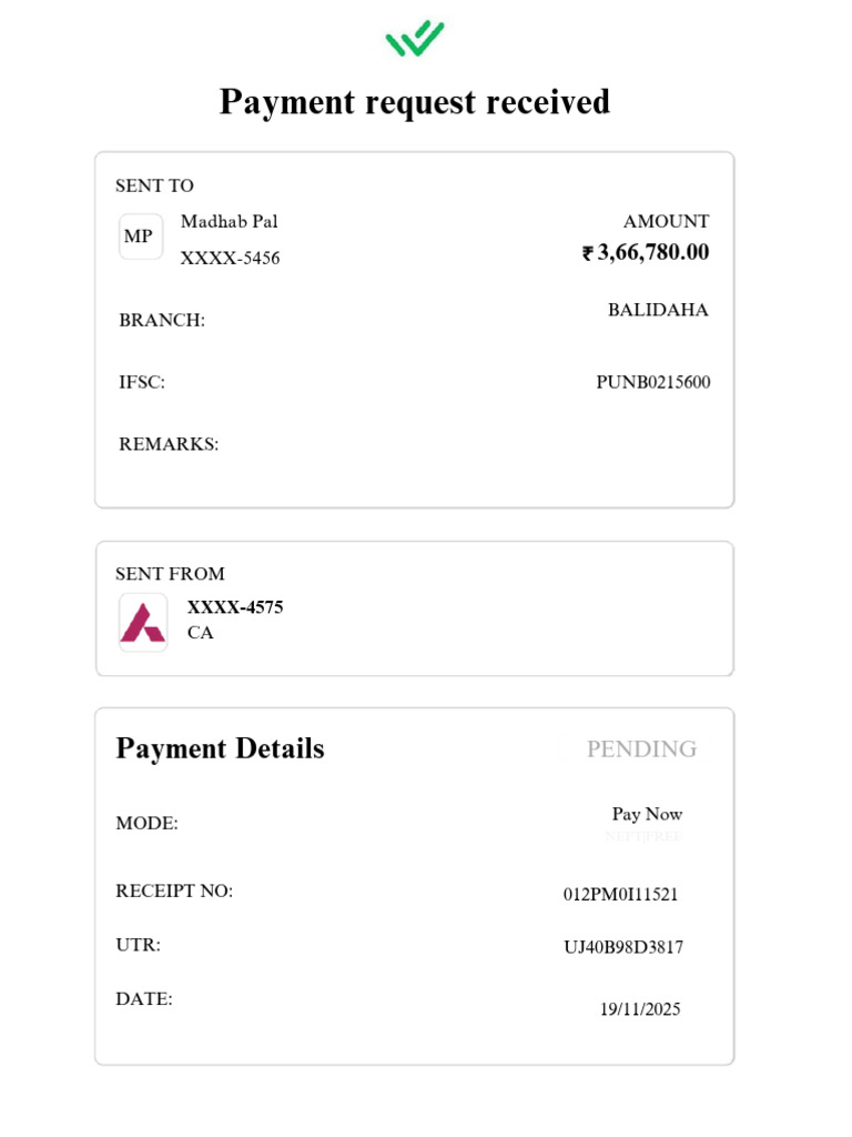 NEFT Payment Request Details | PDF