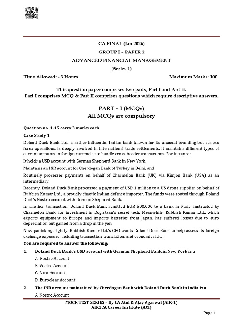 Afm 1 Question Paper | PDF | Beta (Finance) | Swap (Finance)