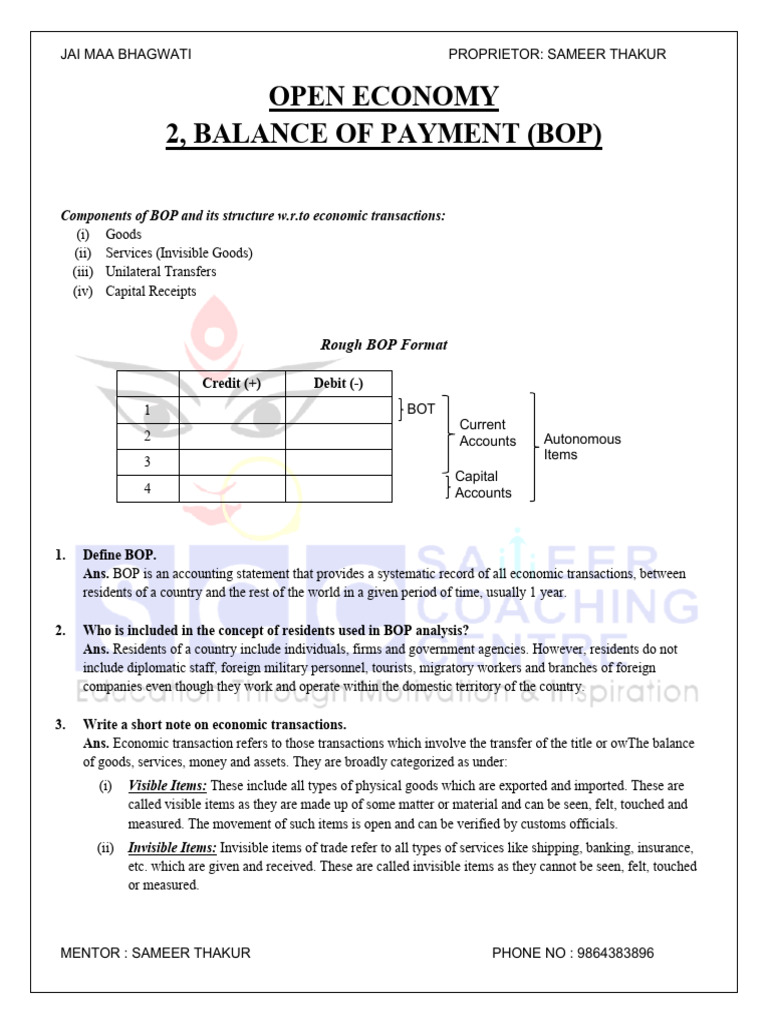 Understanding Balance of Payments (BOP) | PDF | Debits And Credits ...