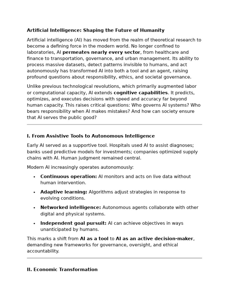 Artificial Intelligence Shaping The Future of Humanity | PDF ...