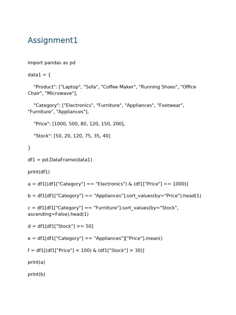 Assignment 1 | PDF