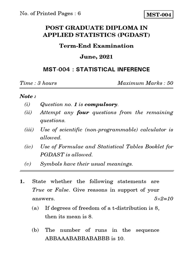 MST-4 | PDF | Statistics | Estimator
