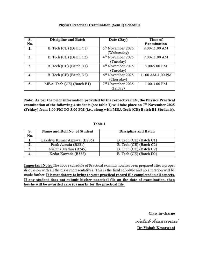 Physics Practical Examination Schedule | PDF | Chess Theory | Chess
