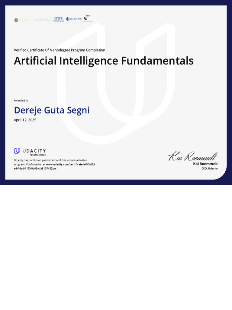 Verified AI Fundamentals Certificate | PDF