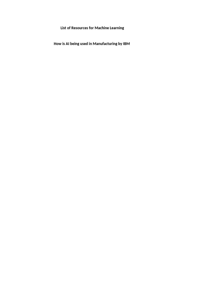 Machine Learning Resources & AI in Manufacturing | PDF