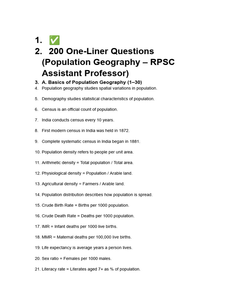 200 Key Questions on Population Geography | PDF | Human Migration ...