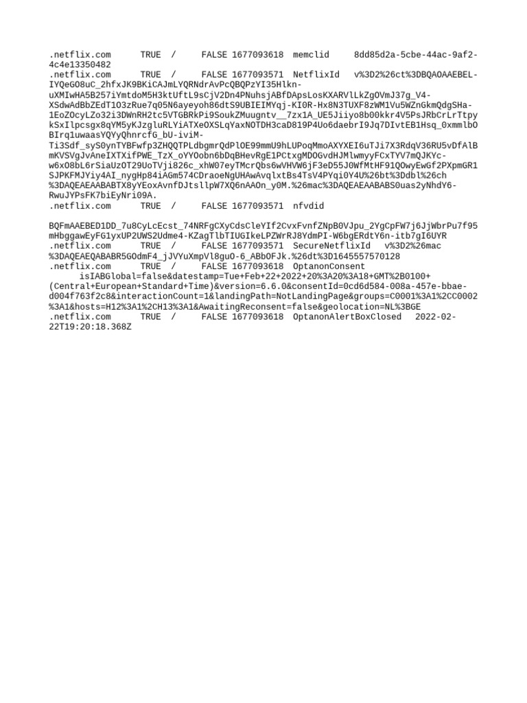 Netflix Cookie Data and Consent Logs | PDF