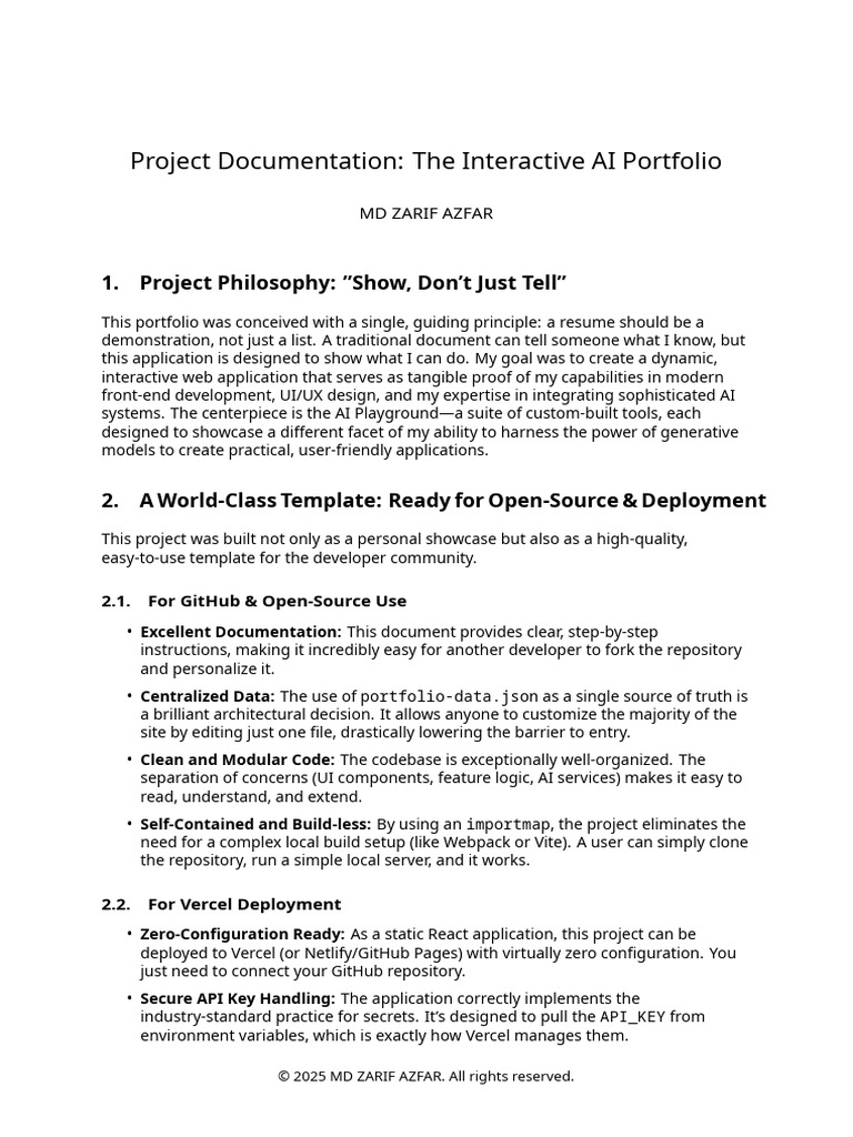 Interactive AI Portfolio Documentation | PDF | Artificial Intelligence ...