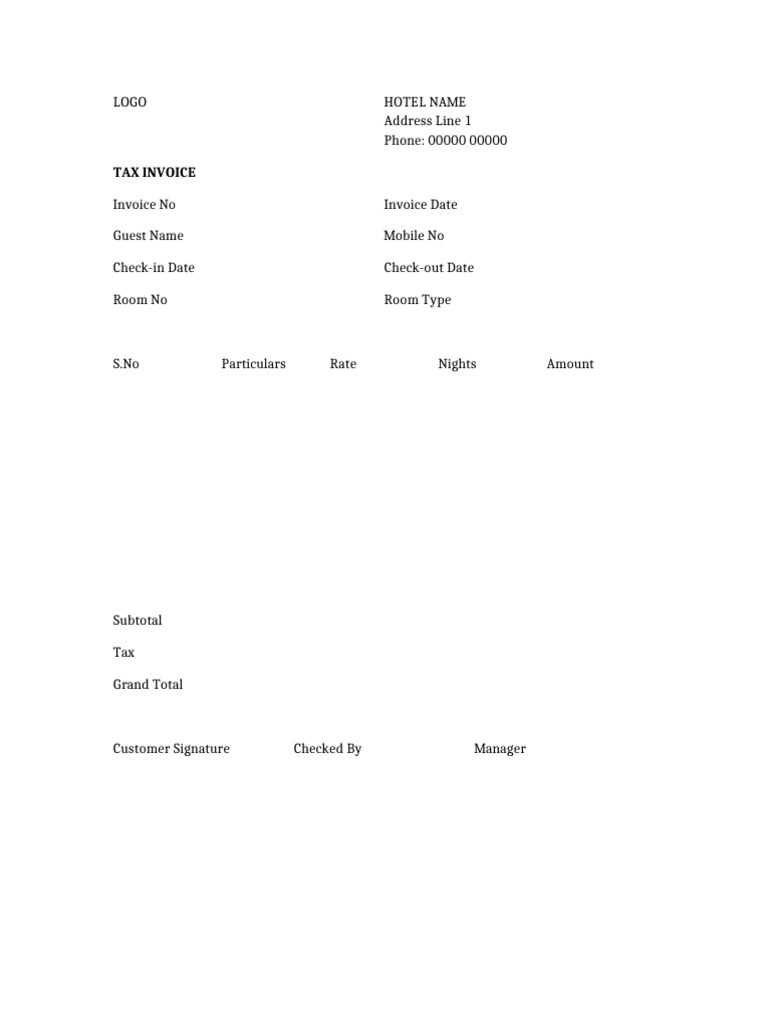 Custom Hotel Bill Design | PDF