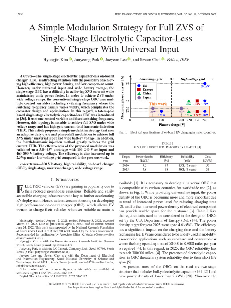 ZVS Modulation for Capacitor-Less EV Charger | PDF | Power Electronics ...
