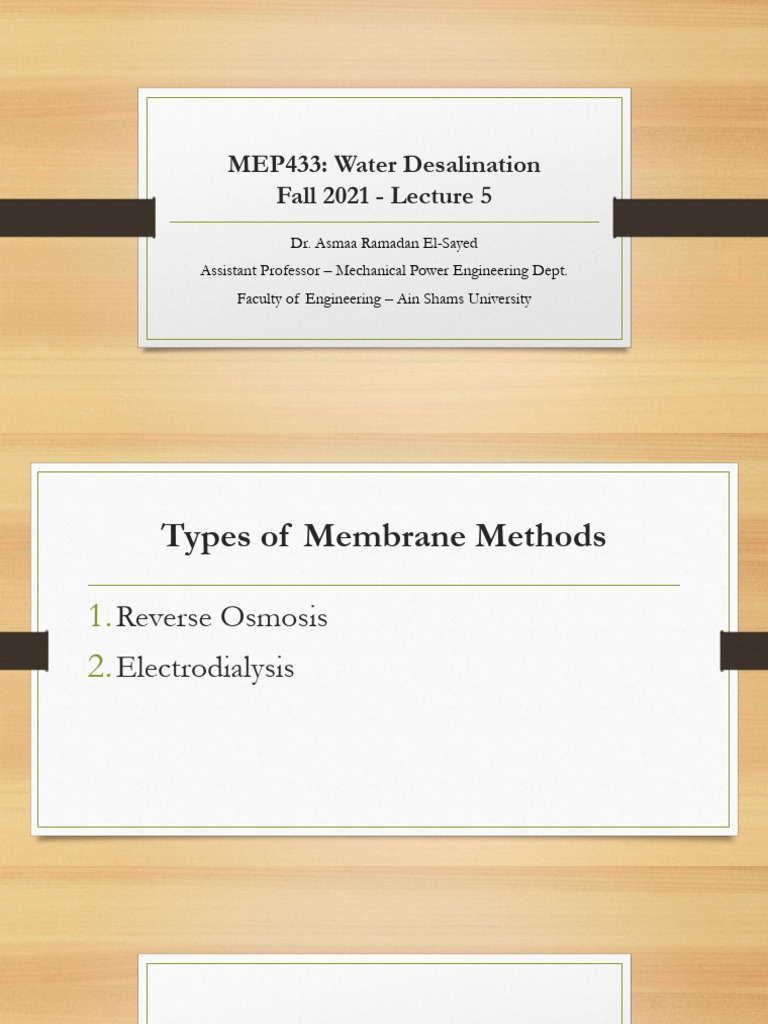 Membrane Methods in Water Desalination | PDF