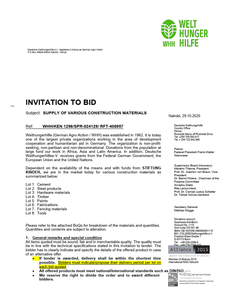 Invitation to Bid: Construction Materials | PDF | Specification ...