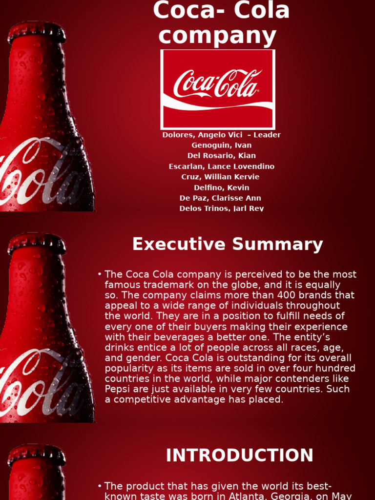 Coca - Cola Company | PDF | Coca Cola | Pepsi Co