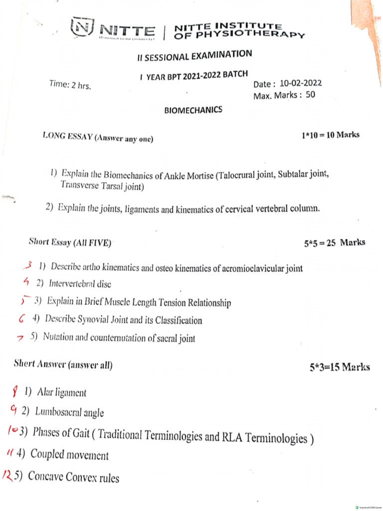 Biomechanics Sessional 2 | PDF