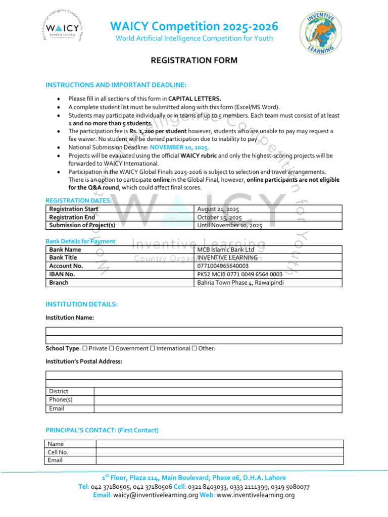 WAICY 2025-2026 Registration Guide | PDF