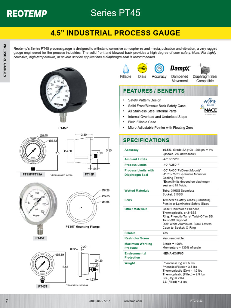 Manometros Reotemp | PDF | Pressure Measurement | Pressure