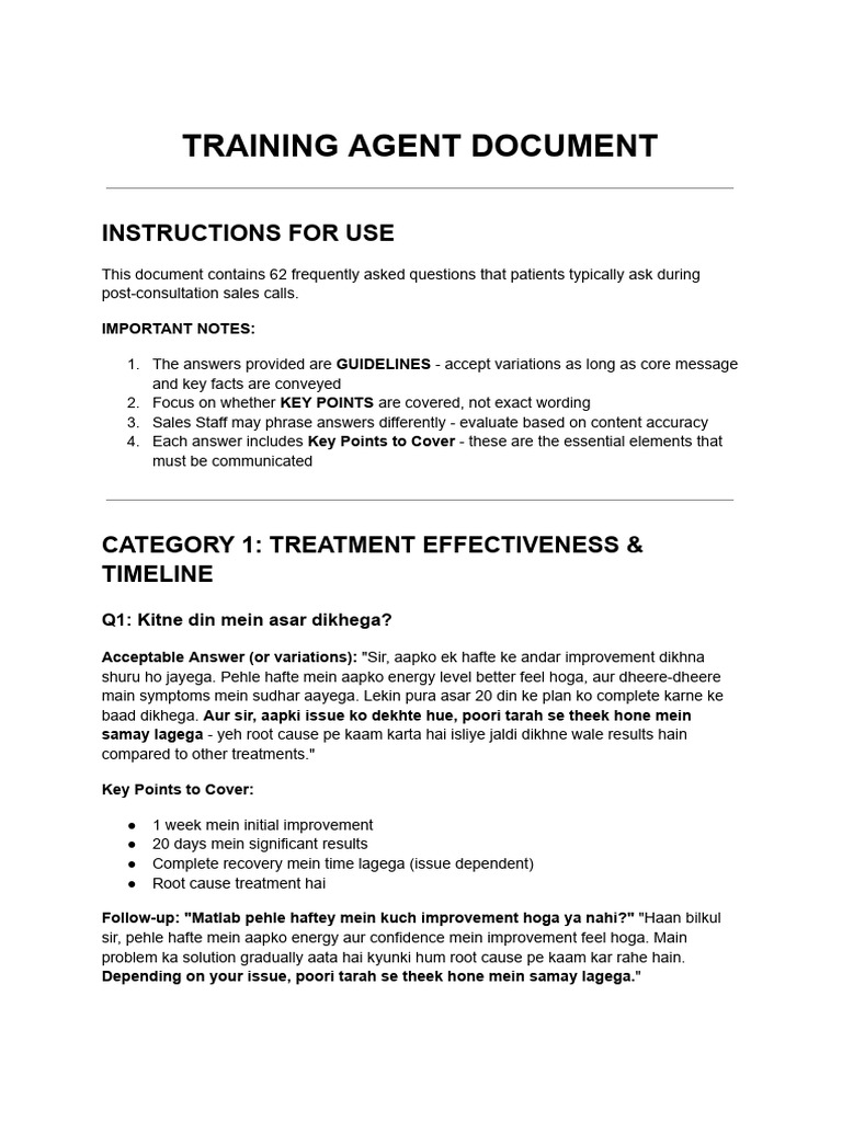 Training Agent Document | PDF | Medicine | Health Care