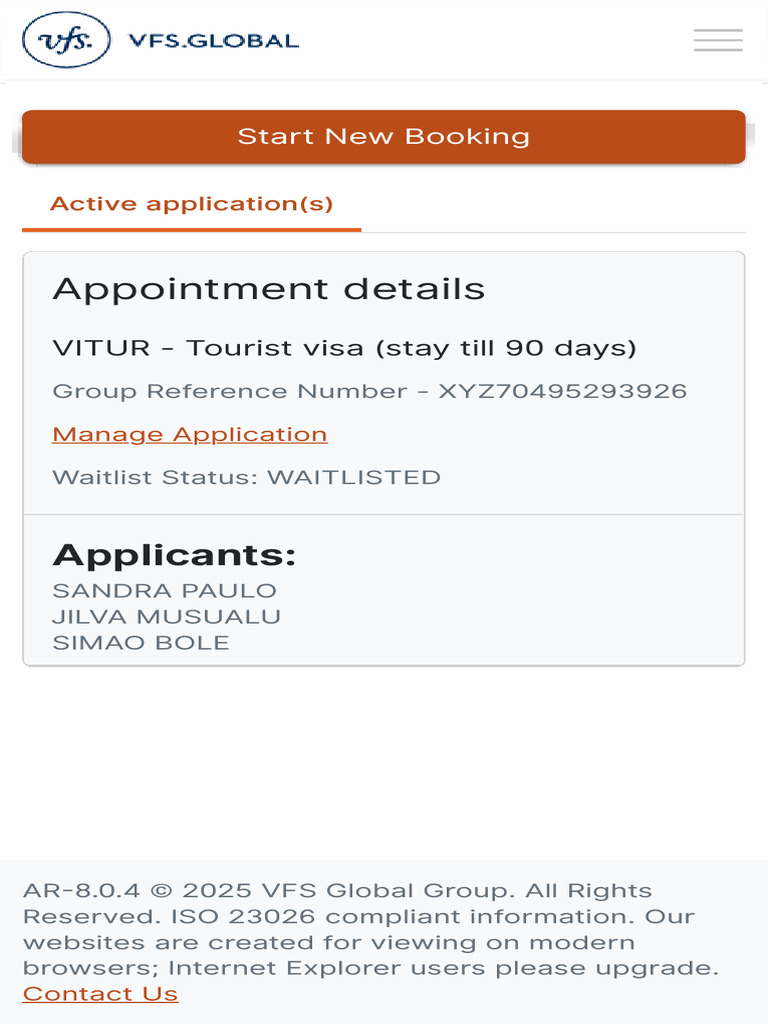 Dashboard VFS Global | PDF