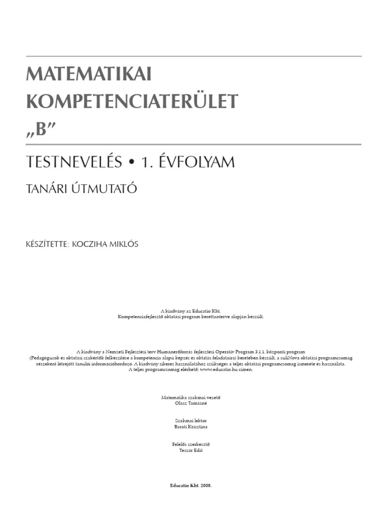 Mat B 1 Testnevelés Tanító | PDF