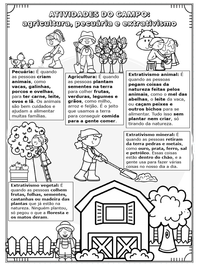 ATIVIDADES DO CAMPO - Agricultura Pecuária e Extrativismo - 3º Ano ...
