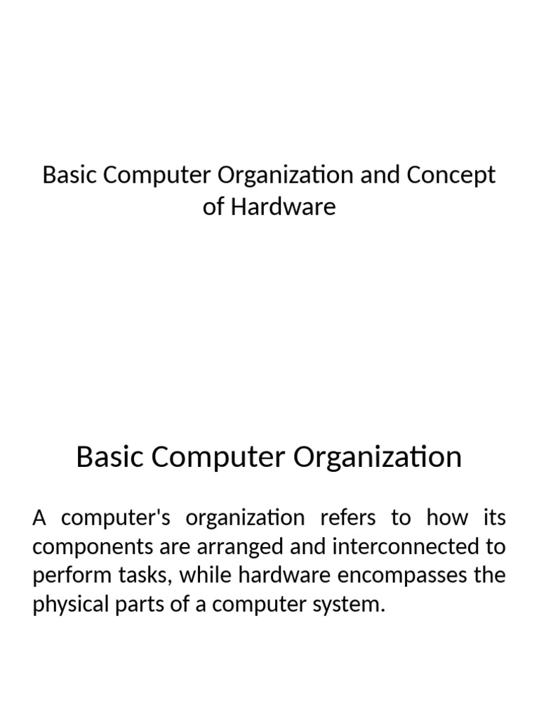 Computer Organization and Hardware Basics | PDF | Computer Data Storage ...