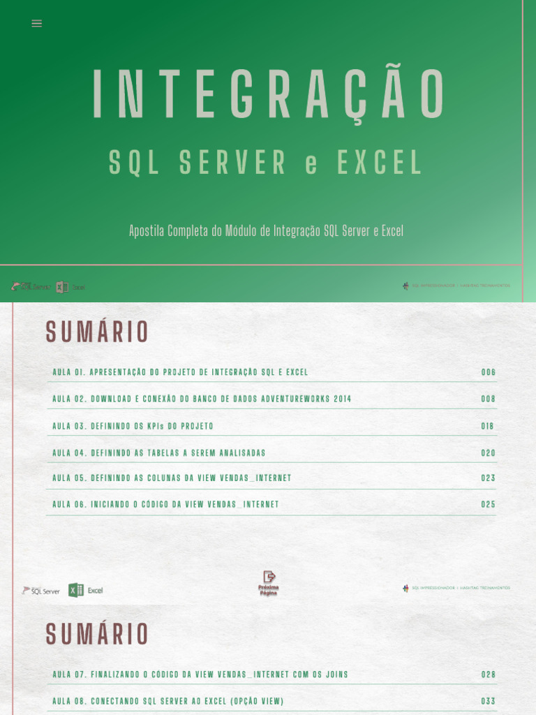 Apostila Integração SQL Server e Excel | PDF | Microsoft SQL Server | SQL