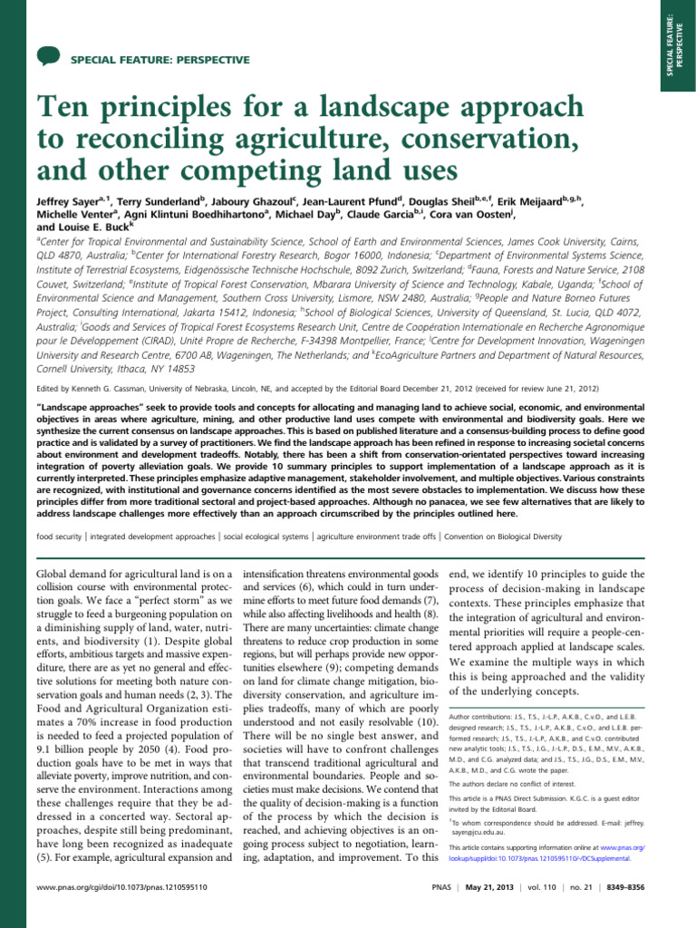 Ten Principles for Landscape Management | PDF | Conservation Biology ...