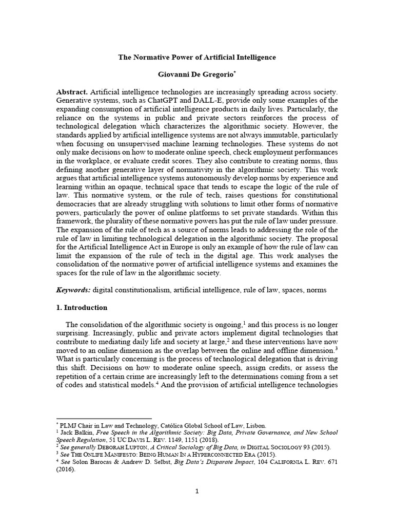 Normative Power of AI in Society | PDF | Artificial Intelligence ...