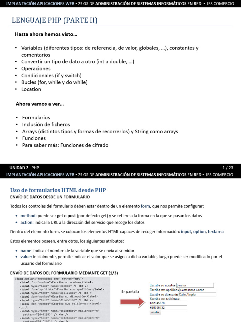 Ud2 PHP Parte2 | PDF | Php | Ingeniería Informática