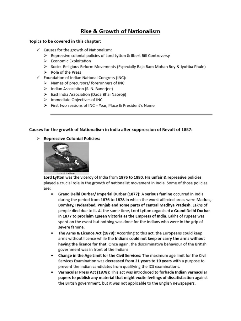 Causes of Indian Nationalism Growth | PDF | Indian National Congress