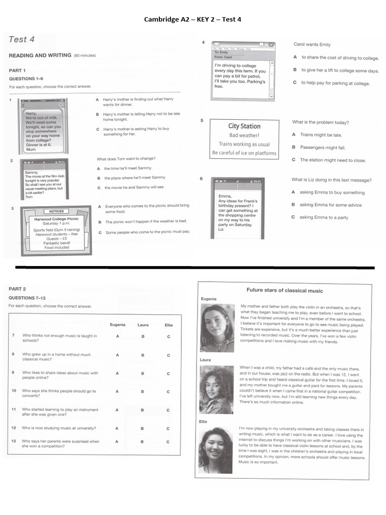 Test 4 Reading - Writing | PDF