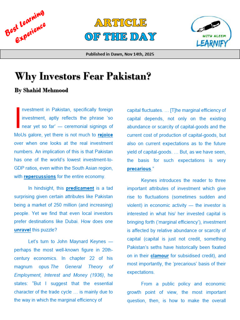 Why Foreign Investment Fails in Pakistan | PDF | Investing | Risk