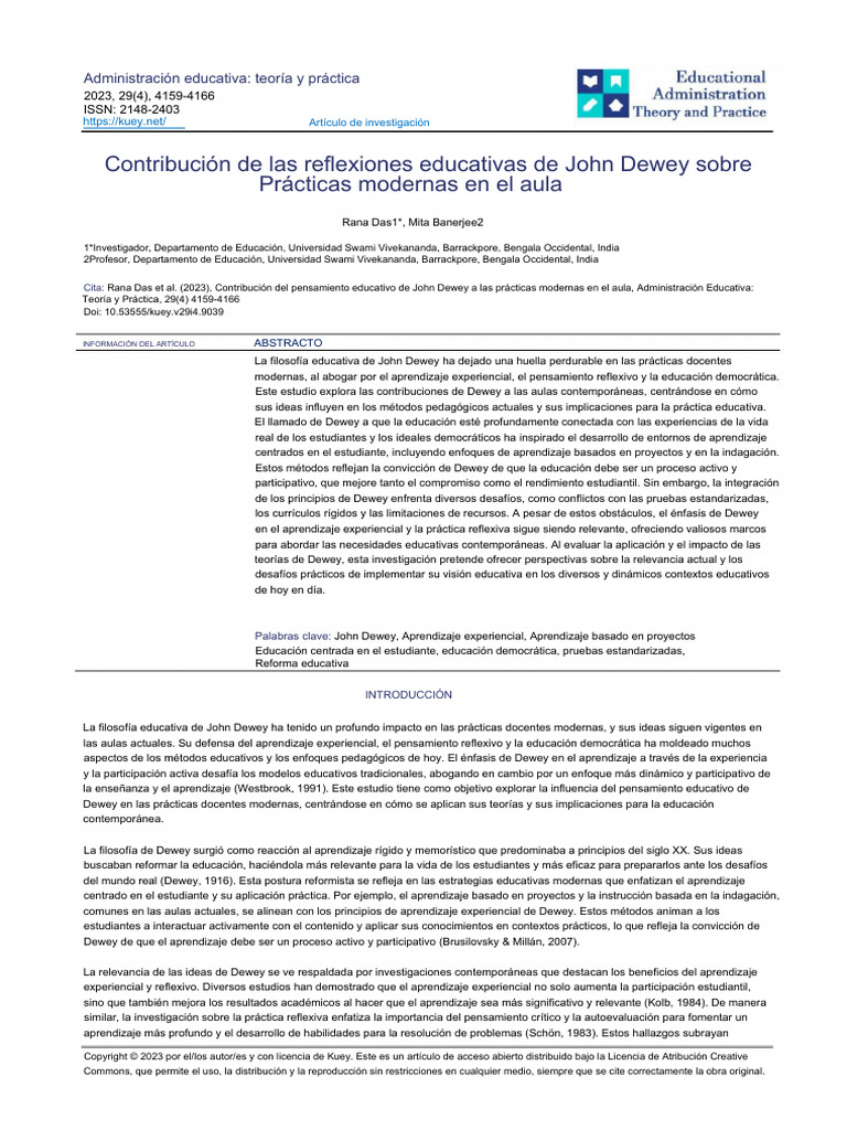 Dewey y su impacto en la educación moderna | PDF | John Dewey | Enseñando