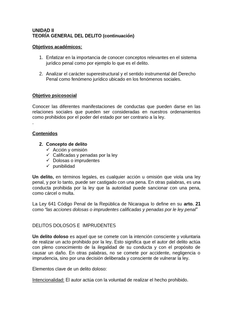 Concepto y Tipos de Delito en Derecho Penal | PDF | Intención (Derecho ...